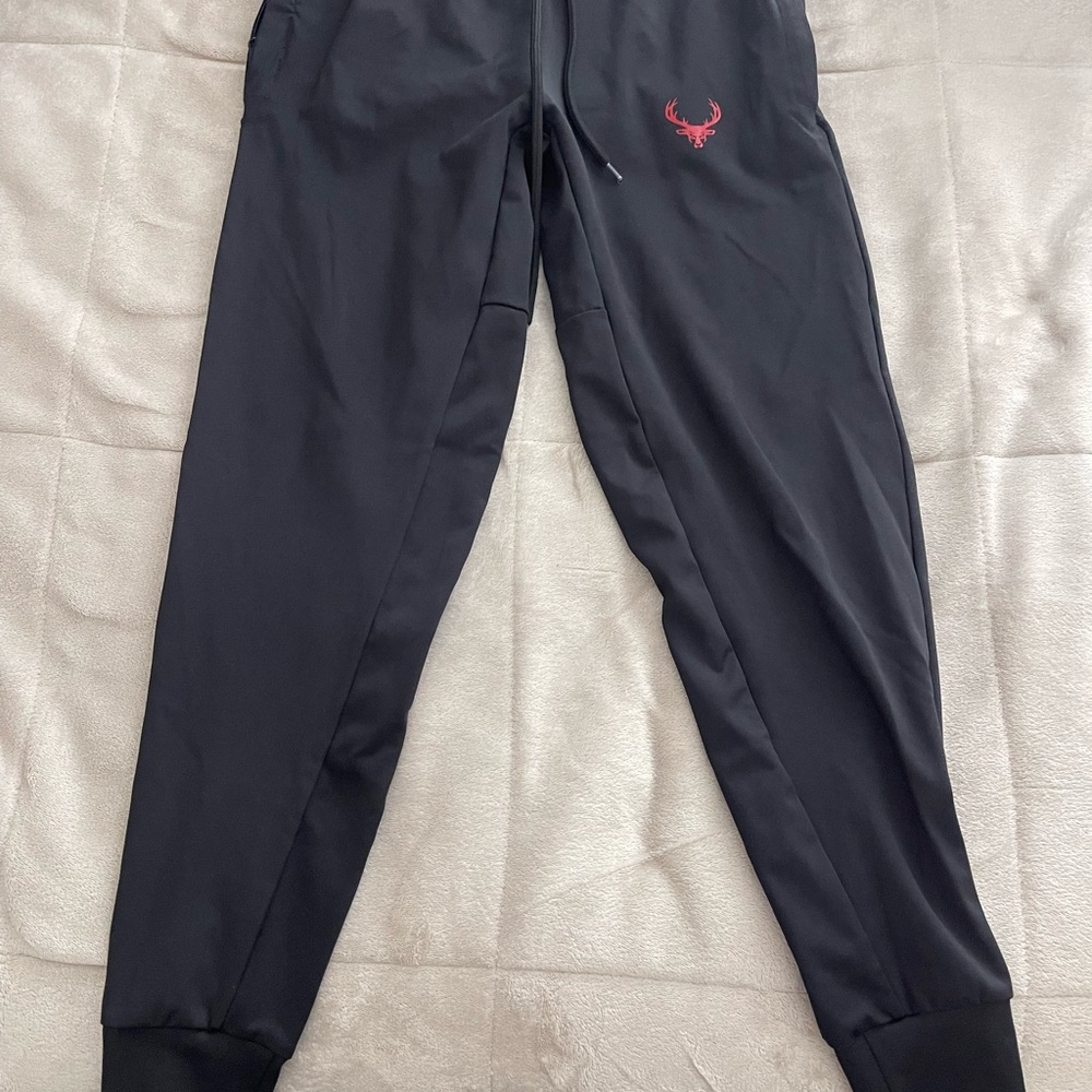 Black Jogger Pants with Red Logo Bucked Up
